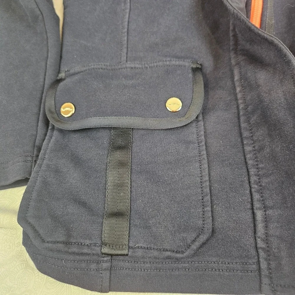 Lauren Active Ralph Lauren Navy Blue Utility Zip Up Jacket Orange Trim Small
